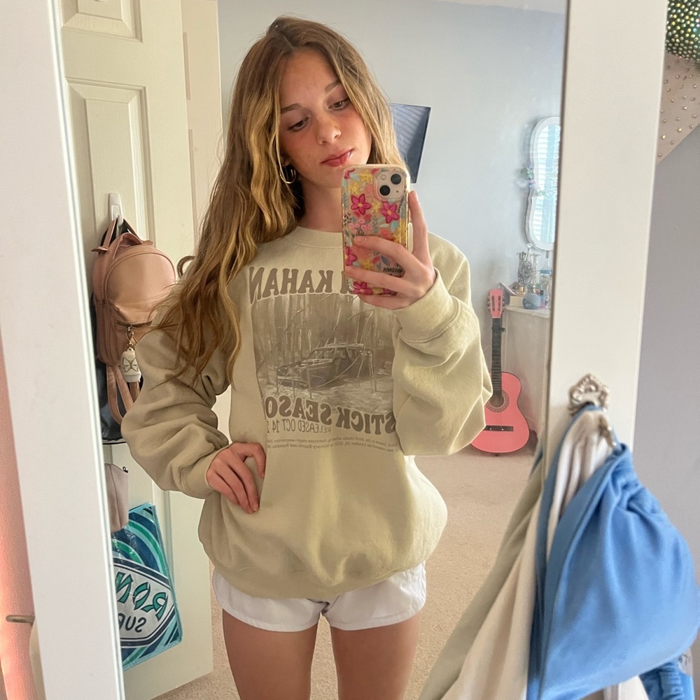Beige Graphic Sweatshirt